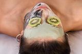 Woman in beauty spa  experimental facial treatment