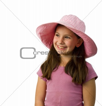 young girl pink hat