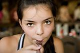 Girl-teenager in cafe