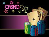 vector illustration of cards and chips on casino background