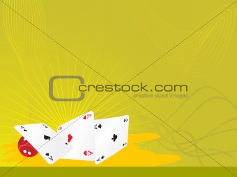 vector illustration of cards and dice on green background