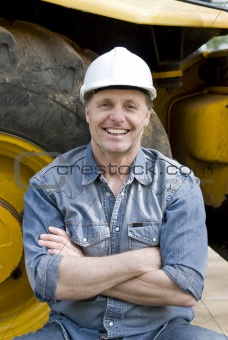 Happy smiling construction worker.