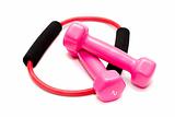 pink dumbbells with rubber