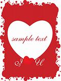 red valentines grungy card for sample text