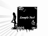 sample text frame with girl, banner