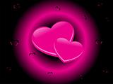 couple heart in a ring shining in pink