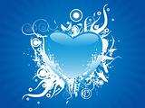 flaming heart isolated on blue