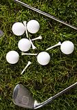 Golf ball on grass with driver