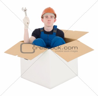 Young man in box