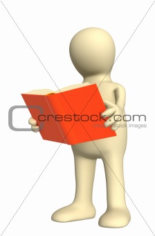 3d puppet with the book in hands