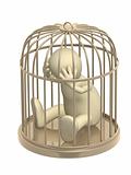 3d puppet, worth in a gold cage