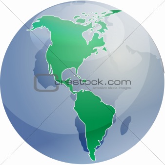 Map of the Americas on globe  illustration
