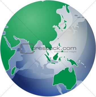 Map of Asia on sphere  illustration