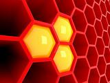 3d red tech honeycomb