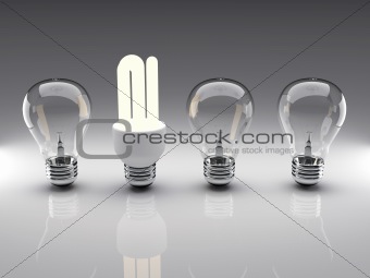 Light bulbs 3d rendering