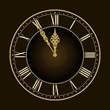 Five to twelve! Stylish golden vector clock