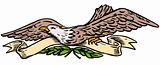 American bald eagle with scroll and olive leaves