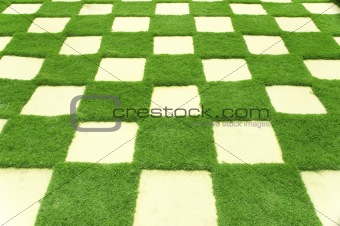 Beautiful grass tiles in a garden.