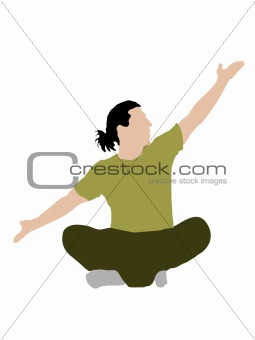 meditating pose with raised hands