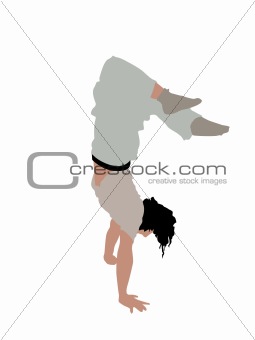 young man doing handstand