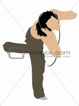 dancing man with headphone