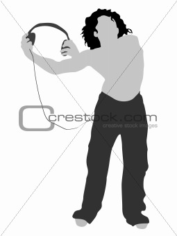 man holding headphone
