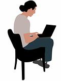 man sitting on chair with laptop
