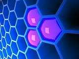 3d blue tech honeycomb