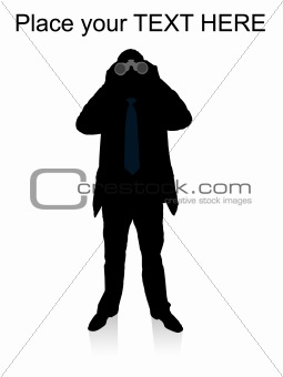 businessman looking through binocular