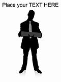 standing businessman holding briefcase
