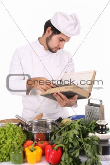 young chef preparing lunch