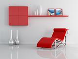 red and white relax room