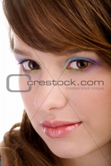 Closeup of a young woman face