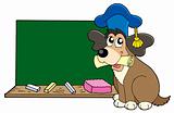 Dog teacher with blackboard