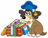 Dog teacher with books