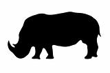 Isolated Rhinoceros silhouette on white
