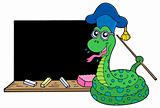 Snake teacher with blackboard
