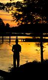Fishing sunset silhouette