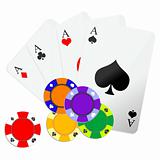 Playing cards and game chips