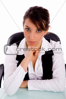 front view of serious female executive