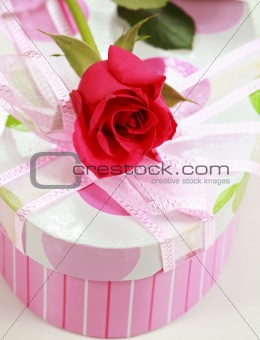 Present box and rose