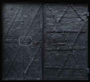 Black iron gothic doors