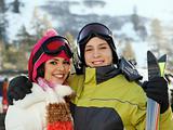Young couple at skiing resort