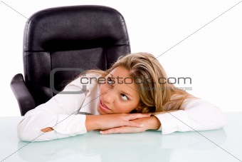 front view of resting businesswoman