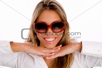 portrait of smiling young female wearing sunglasses