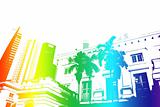 Rainbow Trendy and Modern City Life Abstract