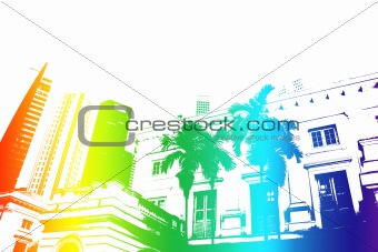 Rainbow Trendy and Modern City Life Abstract
