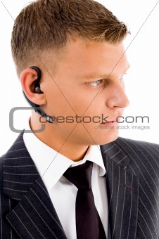 professional man posing with bluetooth