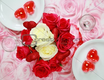 Table setting for Valentine