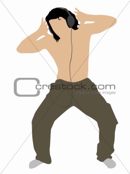 posing man with headphones 
